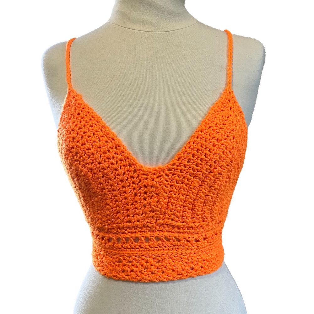 Neon Orange Crochet Top
